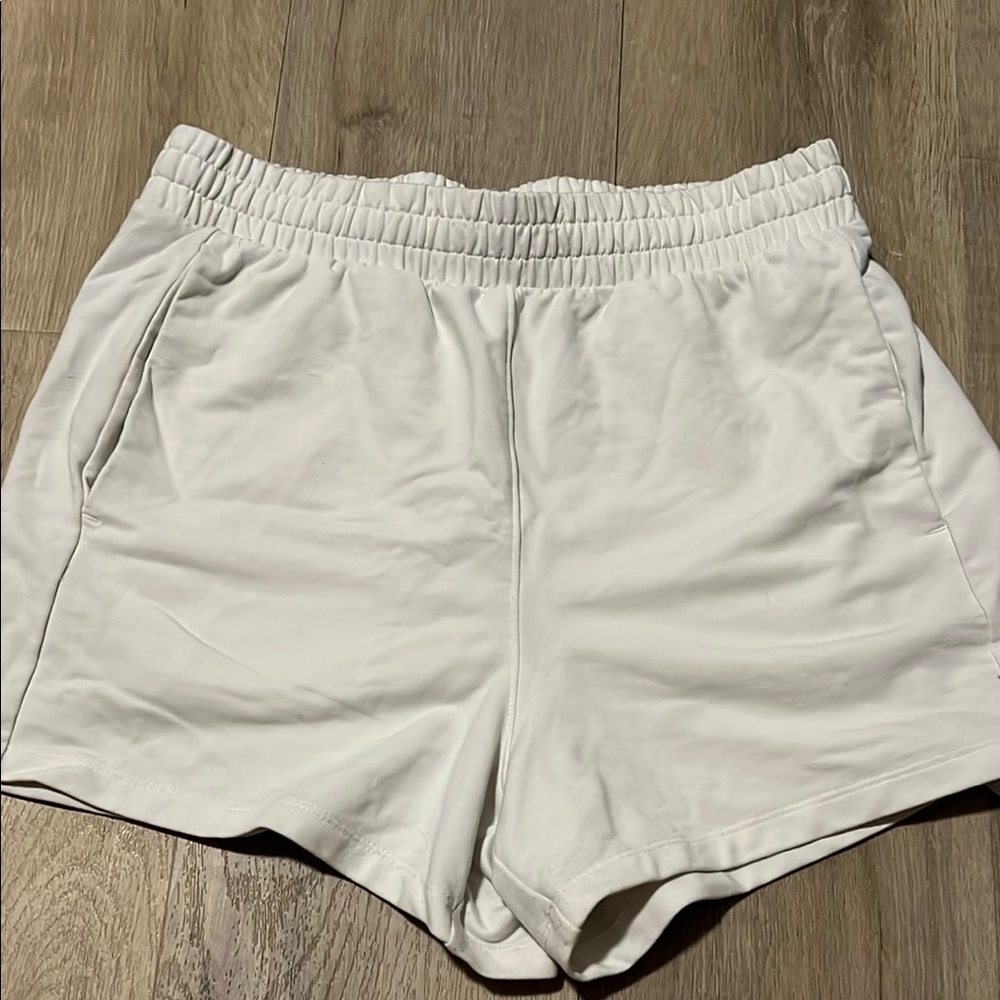 White Athletic Shorts with Elastic Waistband
